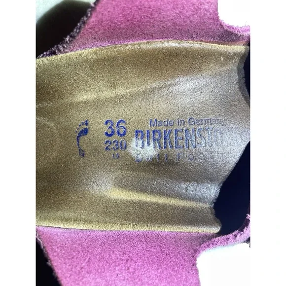 Birkenstock Arizona Sandal 36 Womens Size 6 Fuchsia Pink Suede Buckle Leather - Picture 3 of 6